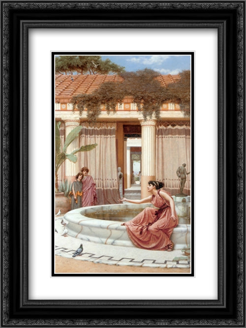 Innocent Amusements 18x24 Black Ornate Wood Framed Art Print Poster with Double Matting by Godward, John William