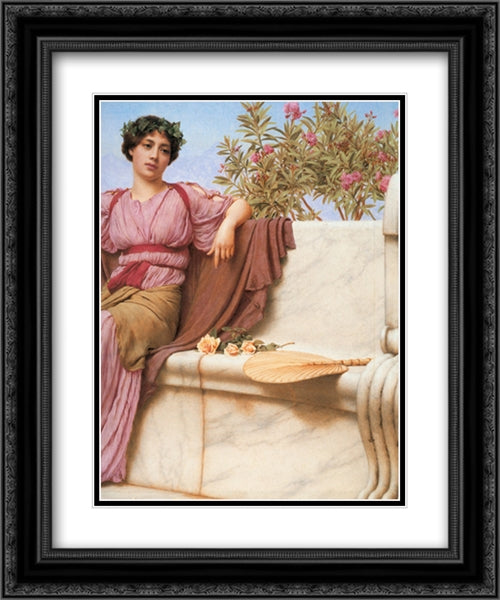 Tranquillity [detail: right] 20x24 Black Ornate Wood Framed Art Print Poster with Double Matting by Godward, John William