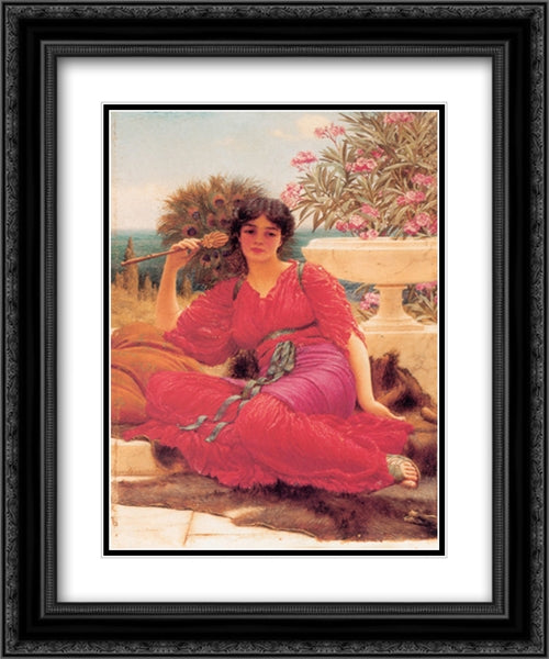 Flabellifera [oil study] 20x24 Black Ornate Wood Framed Art Print Poster with Double Matting by Godward, John William