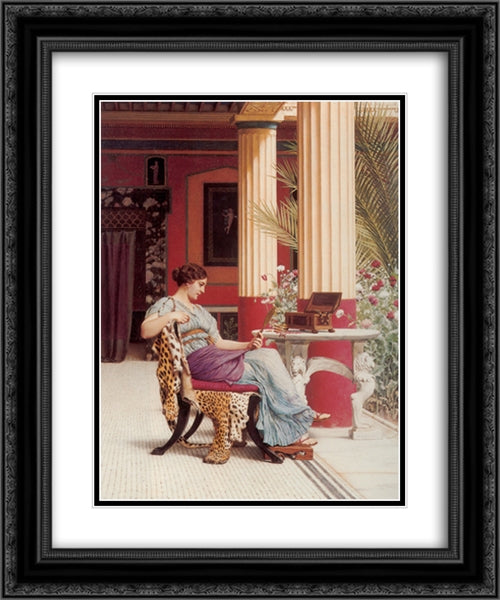 The Jewel Casket 20x24 Black Ornate Wood Framed Art Print Poster with Double Matting by Godward, John William