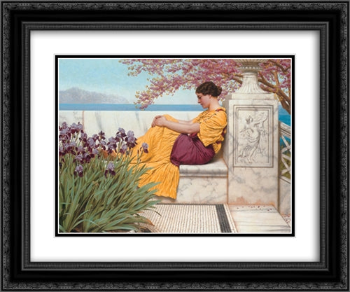 Under the Blossom that Hangs on the Bough' 24x20 Black Ornate Wood Framed Art Print Poster with Double Matting by Godward, John William