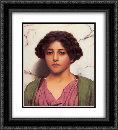 A Classical Beauty 20x22 Black Ornate Wood Framed Art Print Poster with Double Matting by Godward, John William