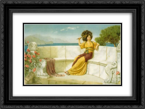 In the Prime of the Summer Time 24x18 Black Ornate Wood Framed Art Print Poster with Double Matting by Godward, John William