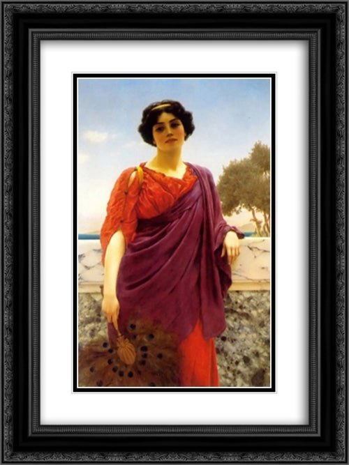 The Rendezvous 18x24 Black Ornate Wood Framed Art Print Poster with Double Matting by Godward, John William