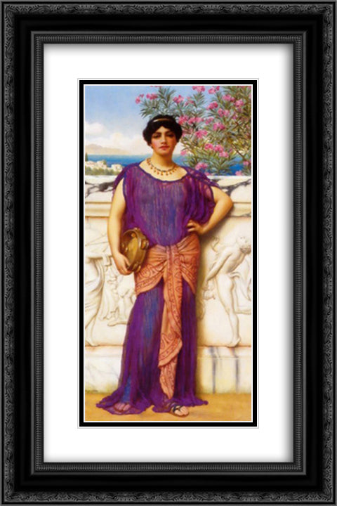 The Tambourine Girl (II) 16x24 Black Ornate Wood Framed Art Print Poster with Double Matting by Godward, John William