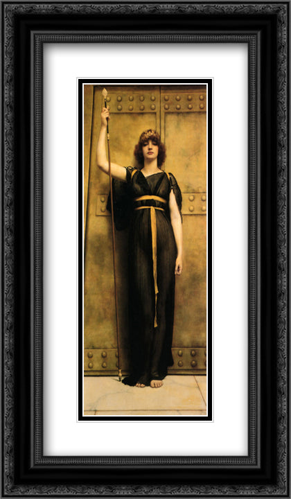 A Priestess 14x24 Black Ornate Wood Framed Art Print Poster with Double Matting by Godward, John William