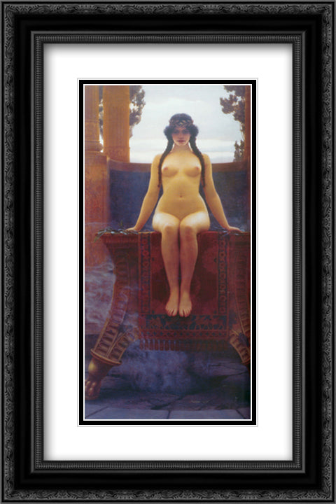 The Delphic Oracle 16x24 Black Ornate Wood Framed Art Print Poster with Double Matting by Godward, John William