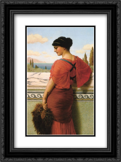 Phyleis 18x24 Black Ornate Wood Framed Art Print Poster with Double Matting by Godward, John William