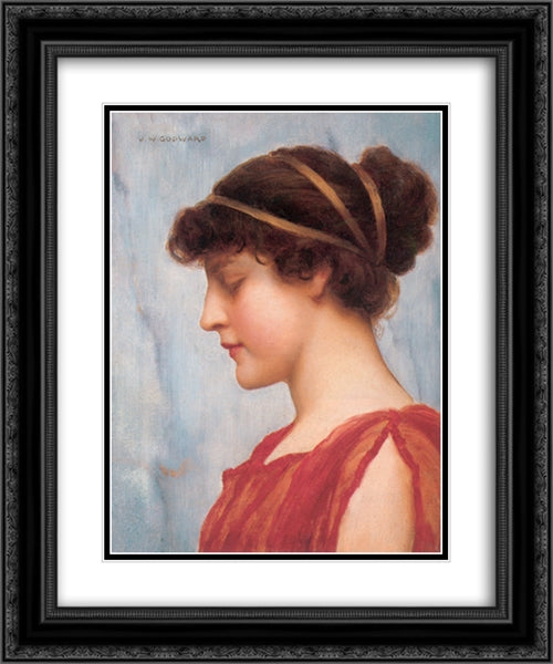 Ophelia 20x24 Black Ornate Wood Framed Art Print Poster with Double Matting by Godward, John William