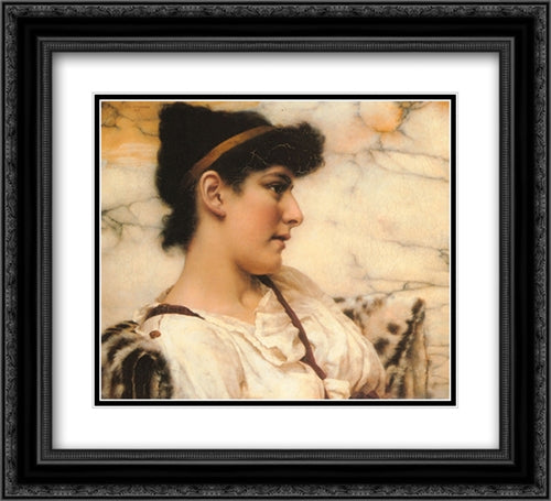 The Siesta 22x20 Black Ornate Wood Framed Art Print Poster with Double Matting by Godward, John William