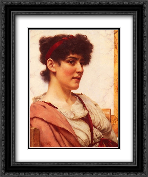 A Classical Beauty 20x24 Black Ornate Wood Framed Art Print Poster with Double Matting by Godward, John William