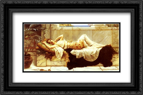 Liegende 24x16 Black Ornate Wood Framed Art Print Poster with Double Matting by Godward, John William