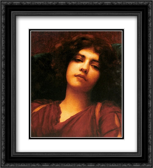 Reverie (Study) 20x22 Black Ornate Wood Framed Art Print Poster with Double Matting by Godward, John William