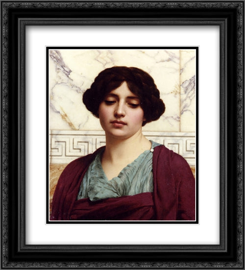 Stesicrate 20x22 Black Ornate Wood Framed Art Print Poster with Double Matting by Godward, John William