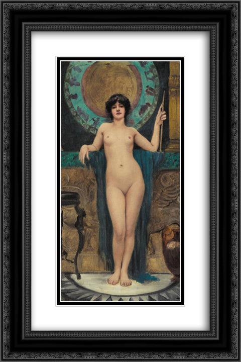 Study of Campaspe 16x24 Black Ornate Wood Framed Art Print Poster with Double Matting by Godward, John William