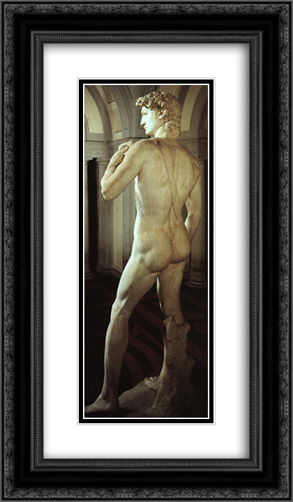 David [detail: side rear view] 14x24 Black Ornate Wood Framed Art Print Poster with Double Matting by Michelangelo