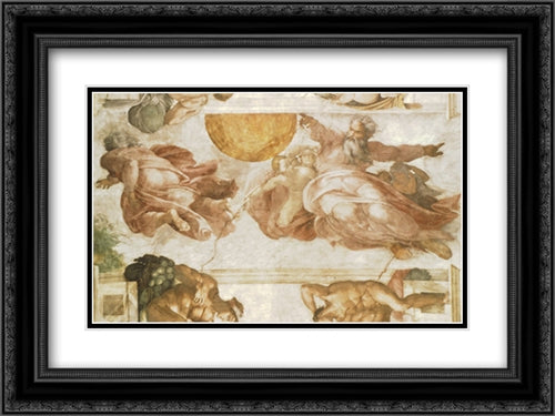 The Creation of the Sun 24x18 Black Ornate Wood Framed Art Print Poster with Double Matting by Michelangelo