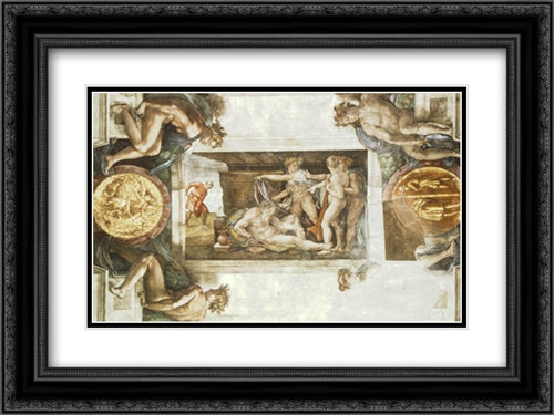 Noah's Drunkenness 24x18 Black Ornate Wood Framed Art Print Poster with Double Matting by Michelangelo