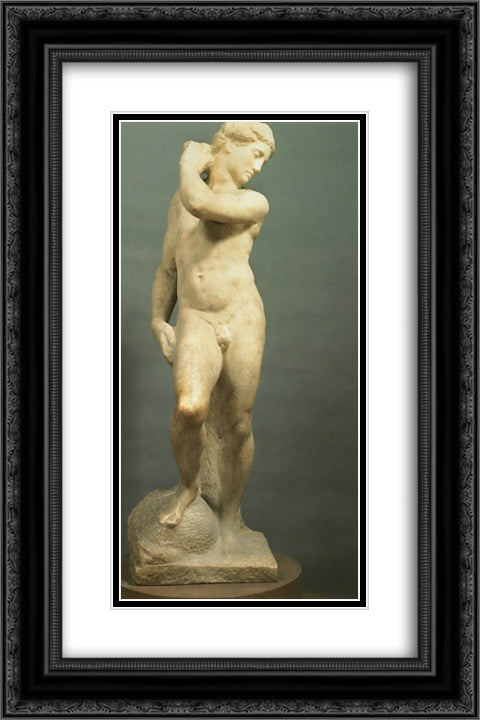 DavidApollo 16x24 Black Ornate Wood Framed Art Print Poster with Double Matting by Michelangelo