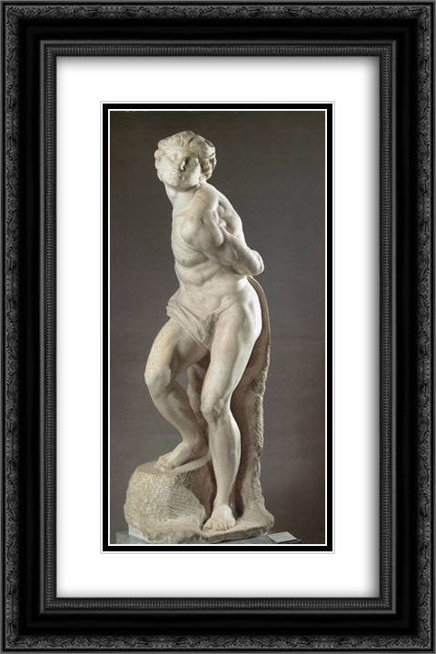 Rebellious Slave 16x24 Black Ornate Wood Framed Art Print Poster with Double Matting by Michelangelo