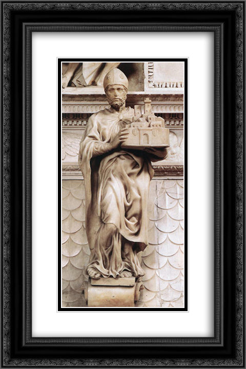 St Petronius 16x24 Black Ornate Wood Framed Art Print Poster with Double Matting by Michelangelo