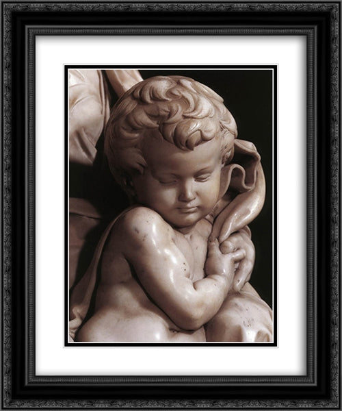Madonna and Child [detail: 3] 20x24 Black Ornate Wood Framed Art Print Poster with Double Matting by Michelangelo