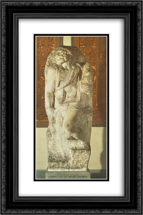 St Matthew 16x24 Black Ornate Wood Framed Art Print Poster with Double Matting by Michelangelo