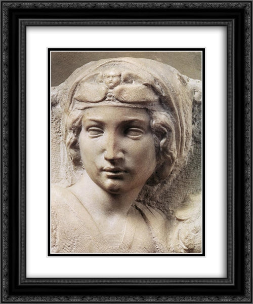 Madonna (Tondo Pitti) [detail: 1] 20x24 Black Ornate Wood Framed Art Print Poster with Double Matting by Michelangelo