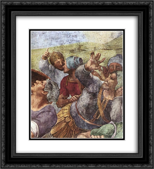The Conversion of Saul [detail] 20x22 Black Ornate Wood Framed Art Print Poster with Double Matting by Michelangelo