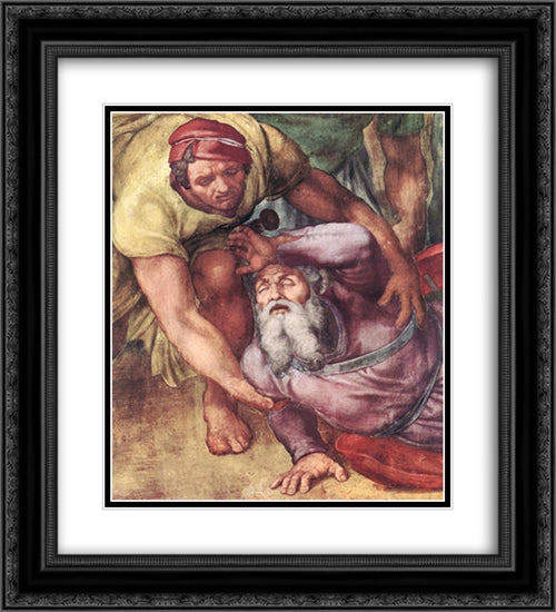 The Conversion of Saul [detail] 20x22 Black Ornate Wood Framed Art Print Poster with Double Matting by Michelangelo