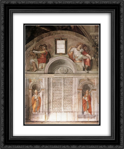 Lunette and Popes, Sistine Chapel 20x24 Black Ornate Wood Framed Art Print Poster with Double Matting by Michelangelo