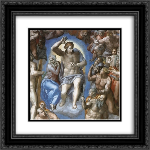 The Last Judgement [detail: 1] 20x20 Black Ornate Wood Framed Art Print Poster with Double Matting by Michelangelo