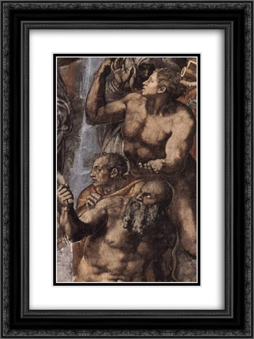 The Last Judgement [detail: 2] 18x24 Black Ornate Wood Framed Art Print Poster with Double Matting by Michelangelo