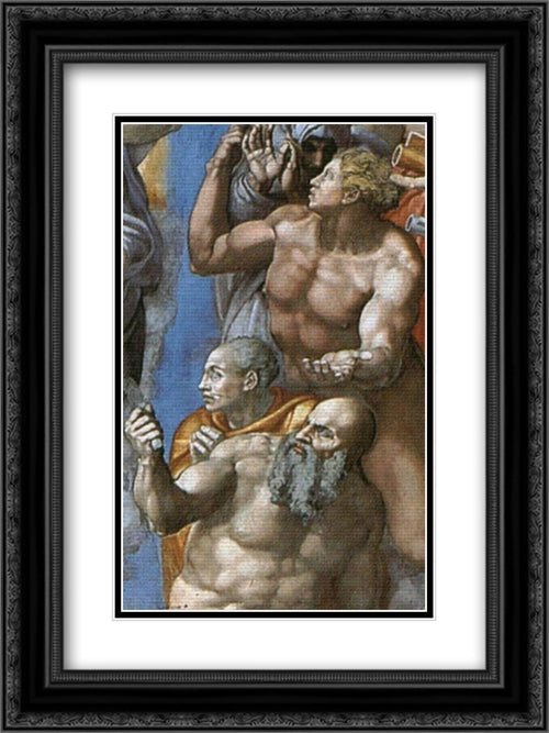 The Last Judgement [detail: 2] 18x24 Black Ornate Wood Framed Art Print Poster with Double Matting by Michelangelo