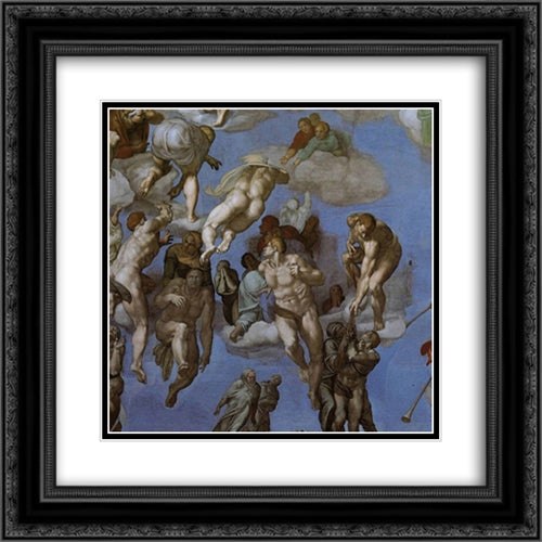 The Last Judgement [detail: 3] 20x20 Black Ornate Wood Framed Art Print Poster with Double Matting by Michelangelo