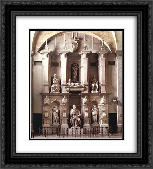 Tomb of Pope Julius II 20x22 Black Ornate Wood Framed Art Print Poster with Double Matting by Michelangelo