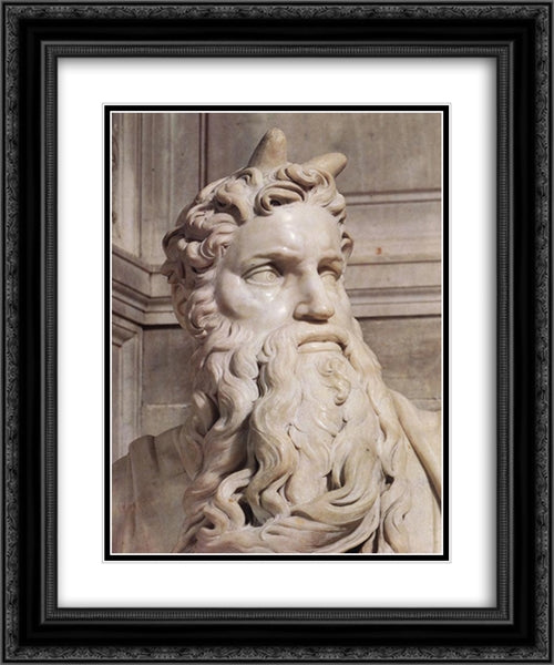 Tomb of Pope Julius II: Moses [detail: 1] 20x24 Black Ornate Wood Framed Art Print Poster with Double Matting by Michelangelo