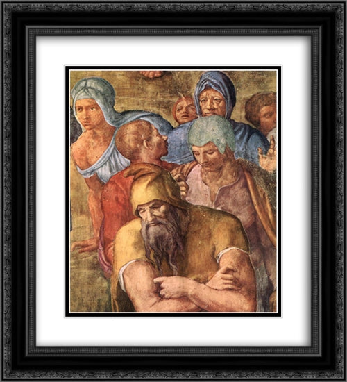 Matyrdom of Saint Peter [detail] 20x22 Black Ornate Wood Framed Art Print Poster with Double Matting by Michelangelo