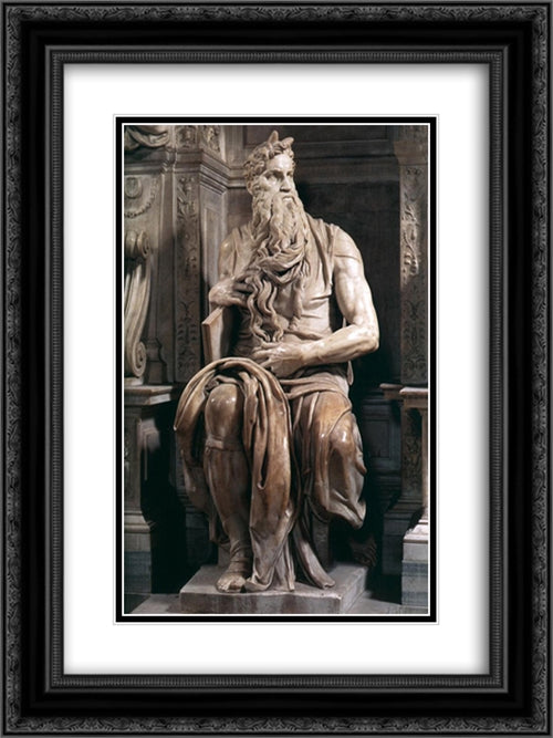 Tomb of Pope Julius II: Moses 18x24 Black Ornate Wood Framed Art Print Poster with Double Matting by Michelangelo