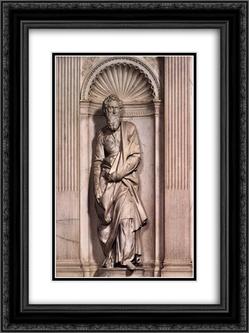Saint Peter 18x24 Black Ornate Wood Framed Art Print Poster with Double Matting by Michelangelo