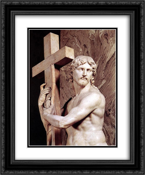 Christ Carrying the Cross [detail: 1] 20x24 Black Ornate Wood Framed Art Print Poster with Double Matting by Michelangelo