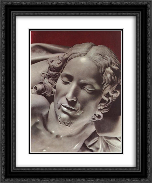 Pieta [detail: 2] 20x24 Black Ornate Wood Framed Art Print Poster with Double Matting by Michelangelo