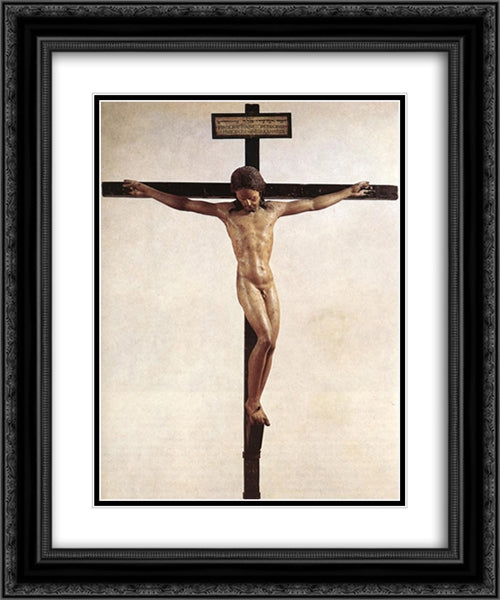 Crucifix 20x24 Black Ornate Wood Framed Art Print Poster with Double Matting by Michelangelo