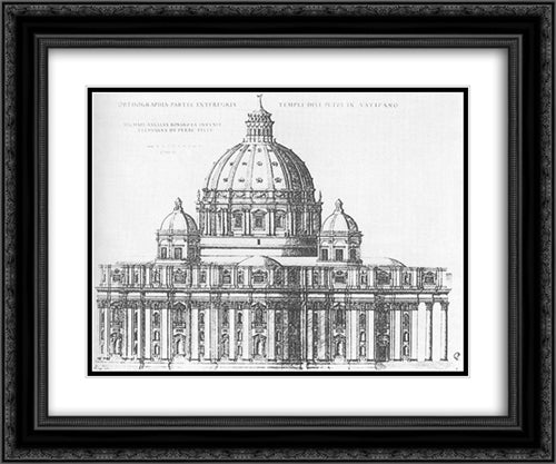 Project for St. Peters' in Rome 24x20 Black Ornate Wood Framed Art Print Poster with Double Matting by Michelangelo