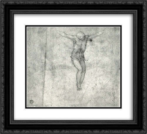 Study for a Christ on the Cross 22x20 Black Ornate Wood Framed Art Print Poster with Double Matting by Michelangelo