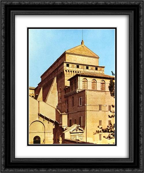 Exterior of the Sistine Chapel 20x24 Black Ornate Wood Framed Art Print Poster with Double Matting by Michelangelo