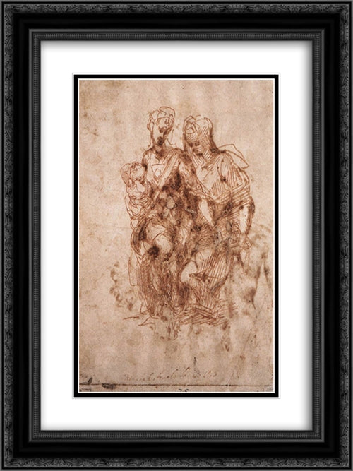 St Anne with the Virgin and the Christ Child 18x24 Black Ornate Wood Framed Art Print Poster with Double Matting by Michelangelo