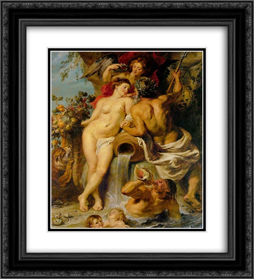 The Union of Earth and Water 20x22 Black Ornate Wood Framed Art Print Poster with Double Matting by Rubens, Peter Paul