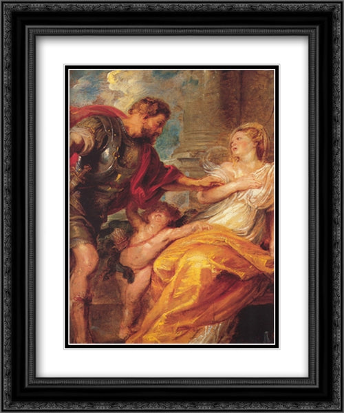 Mars and Rhea Silvia [detail] 20x24 Black Ornate Wood Framed Art Print Poster with Double Matting by Rubens, Peter Paul