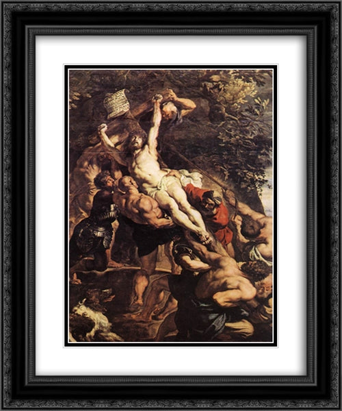 Raising of the Cross [detail: 1] 20x24 Black Ornate Wood Framed Art Print Poster with Double Matting by Rubens, Peter Paul